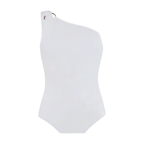 Michael Kors Women White Embellished One-Shoulder One-Piece Swimsuit Size US 16 - Picture 7 of 12